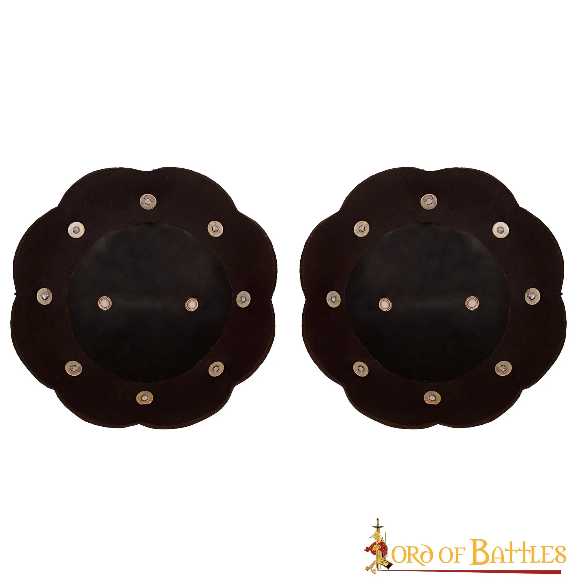 14th Century Light Roundel Spaulders With Leather Cut Edges 16 Gauge - Image 3