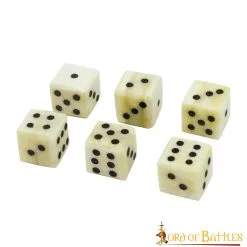 Medieval Viking Bone Dice Set Of 6 Handmade Genuine Bone Game Accessory