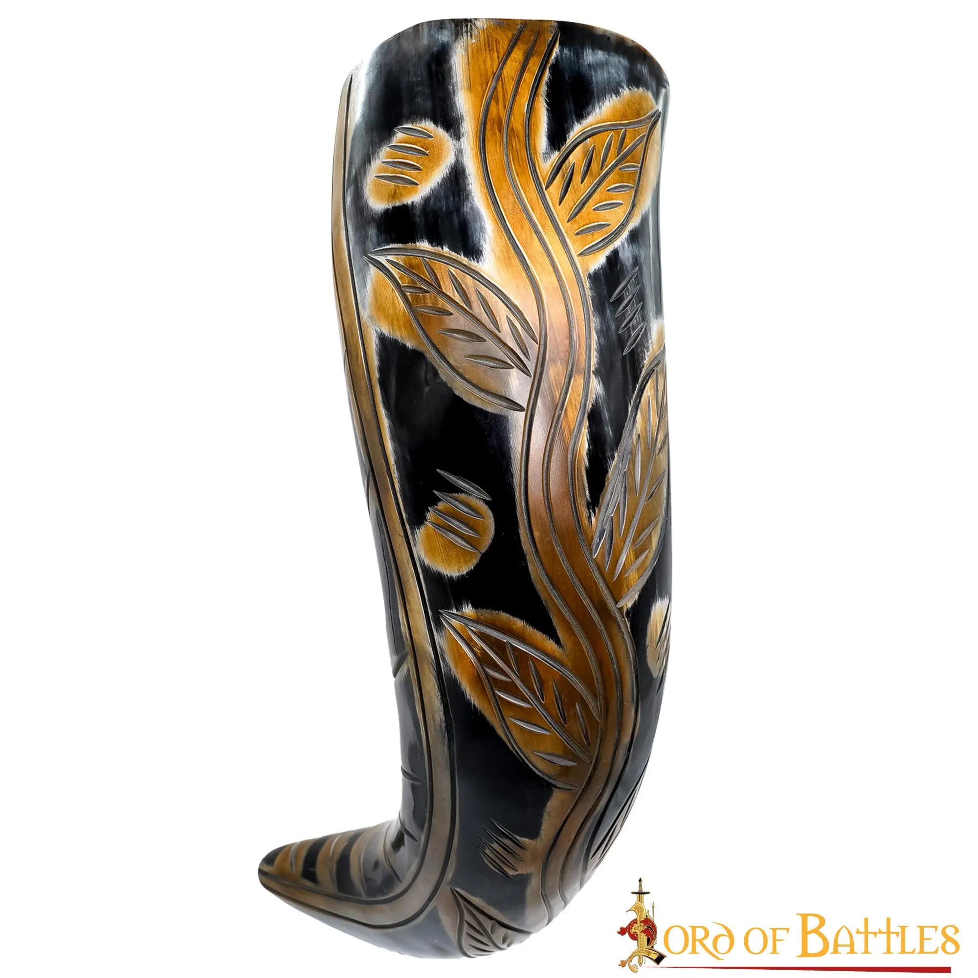 Medieval Viking Drinking Horn With Engraved Designs Handcrafted Genuine Ox Horn - Image 2
