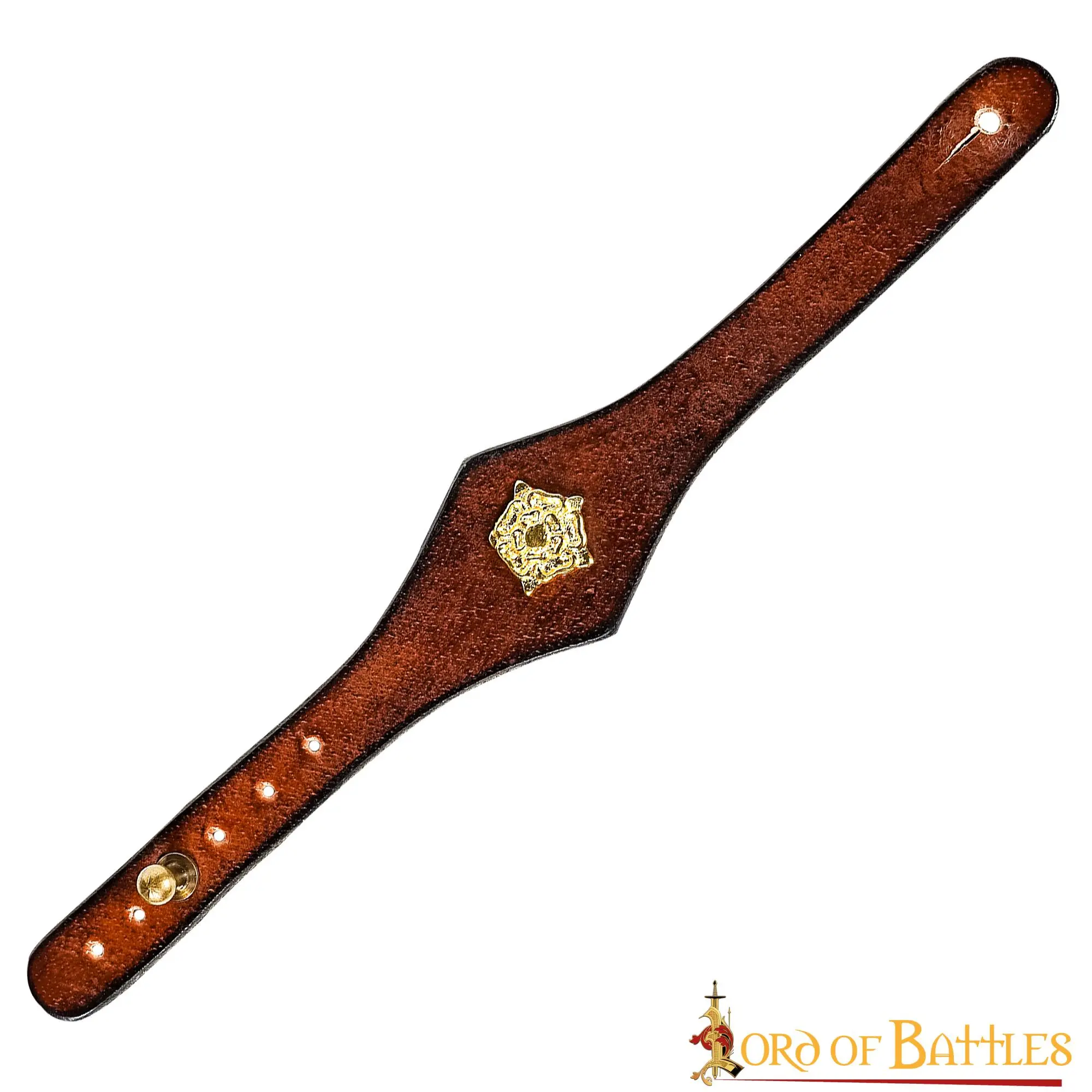 Handcrafted Leather Wrist Band With Tudor Rose Adornment - Image 2