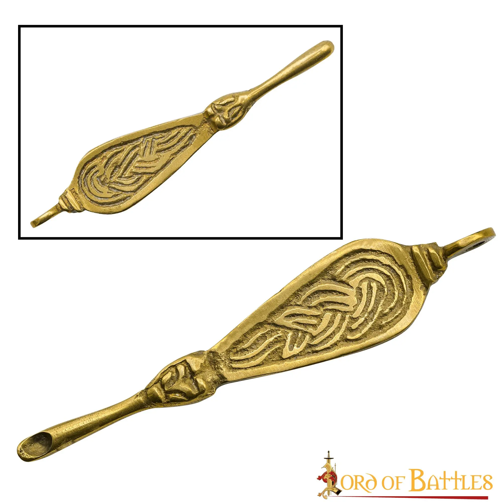 Ornate Viking Pure Solid Brass Ear Cleaner Fully Functional Accessory - Image 2