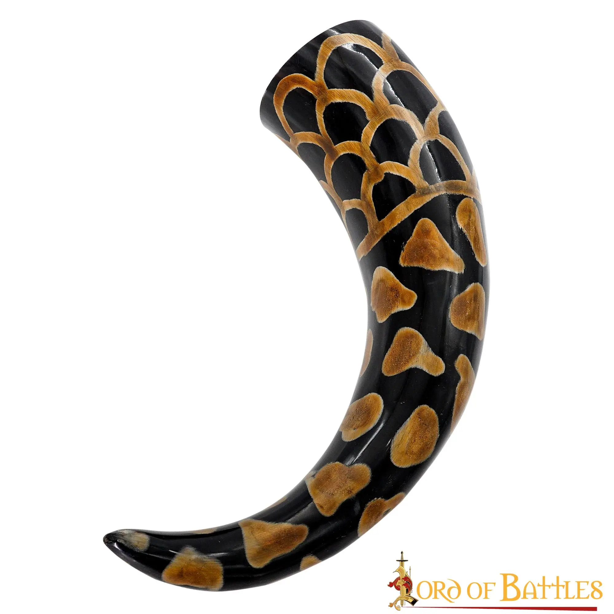 Medieval Viking Drinking Horn With Burnt Design Handcrafted Genuine Ox Horn - Image 2