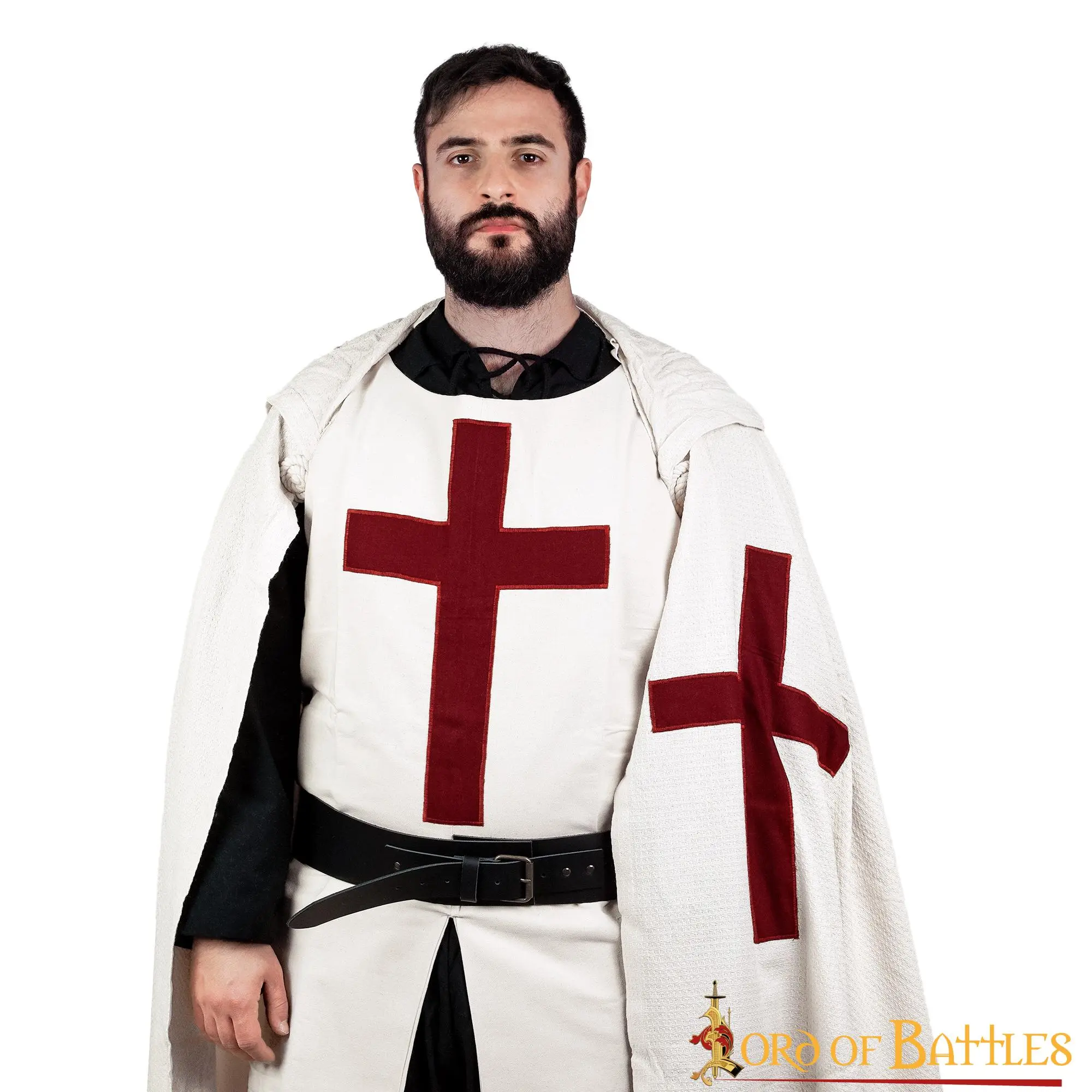 Medieval Templar Hooded Cape Handcrafted Canvas Cotton Knightly Clothing - Image 4