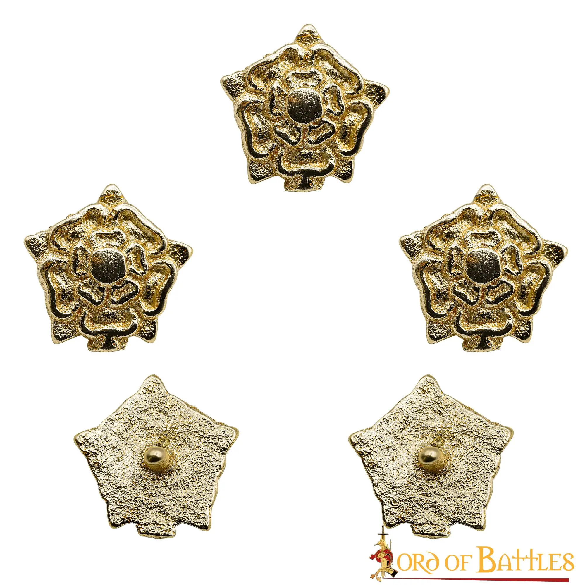 Tudor Rose Pure Brass Belt Mounts Set Of 5 - Image 2