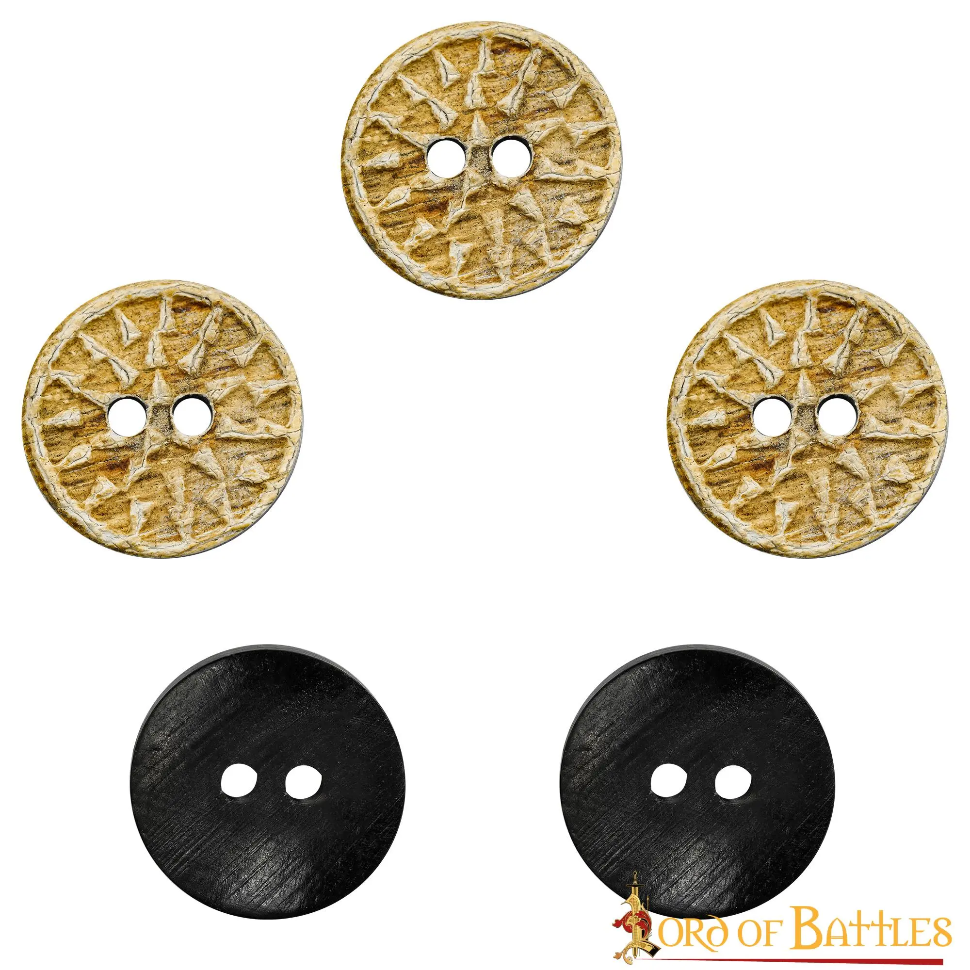 Medieval Horn Buttons Set Of 5 Handcrafted Genuine Buffalo Horn - Image 2