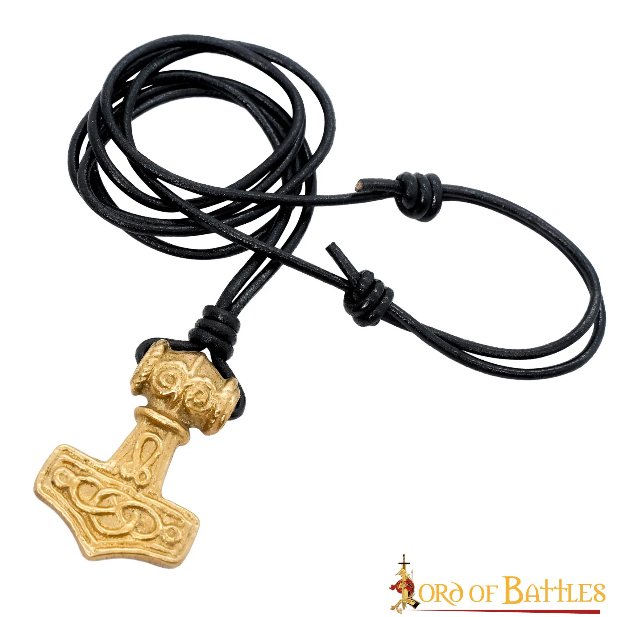 Mjolnir Hammer Pure Solid Brass Pendant Accessory With Genuine Leather Cord - Image 2