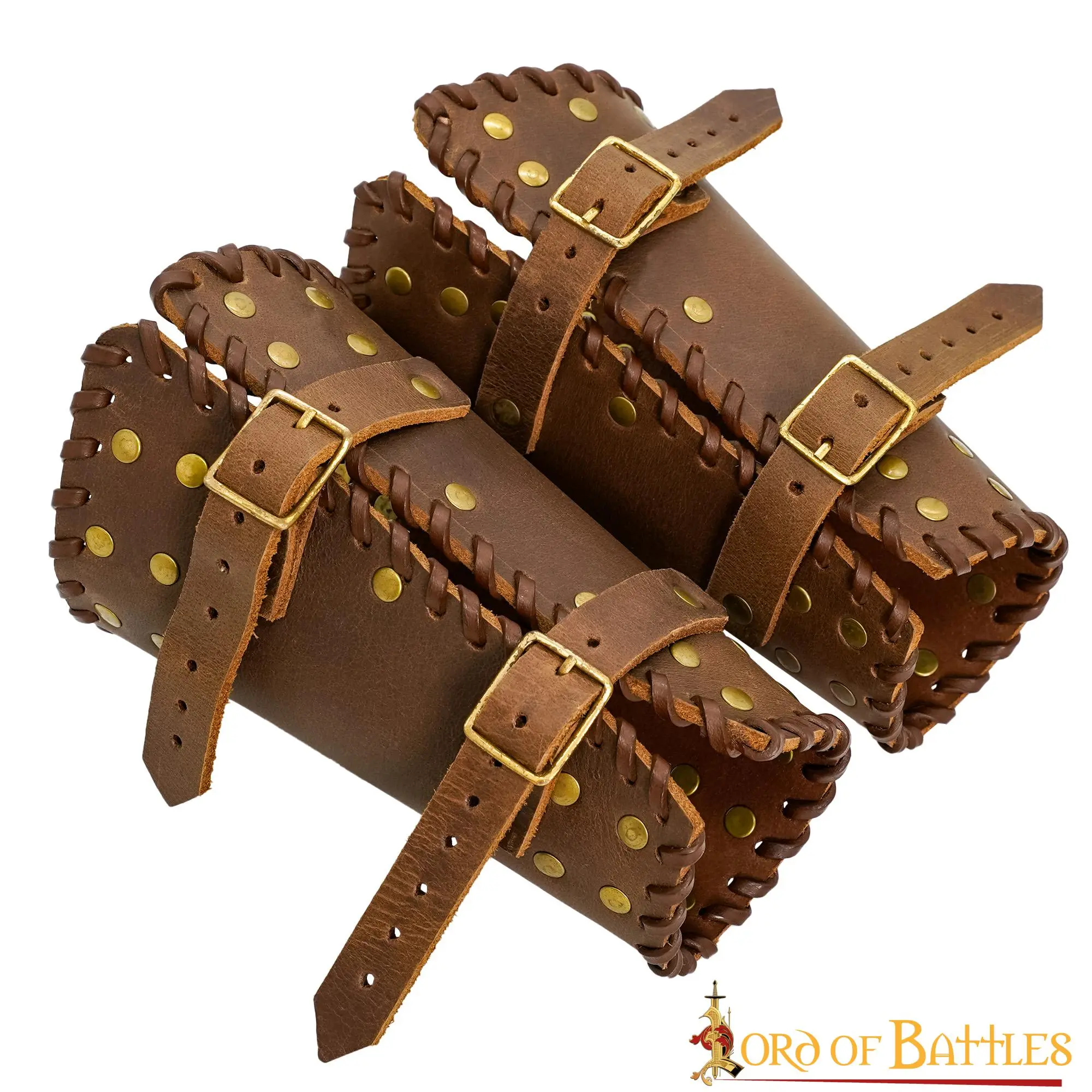 Medieval Studded Authentic Handcrafted Leather Bracers - Image 2