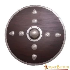 Studded Viking Wooden Shield With Steel Umbo And Fittings