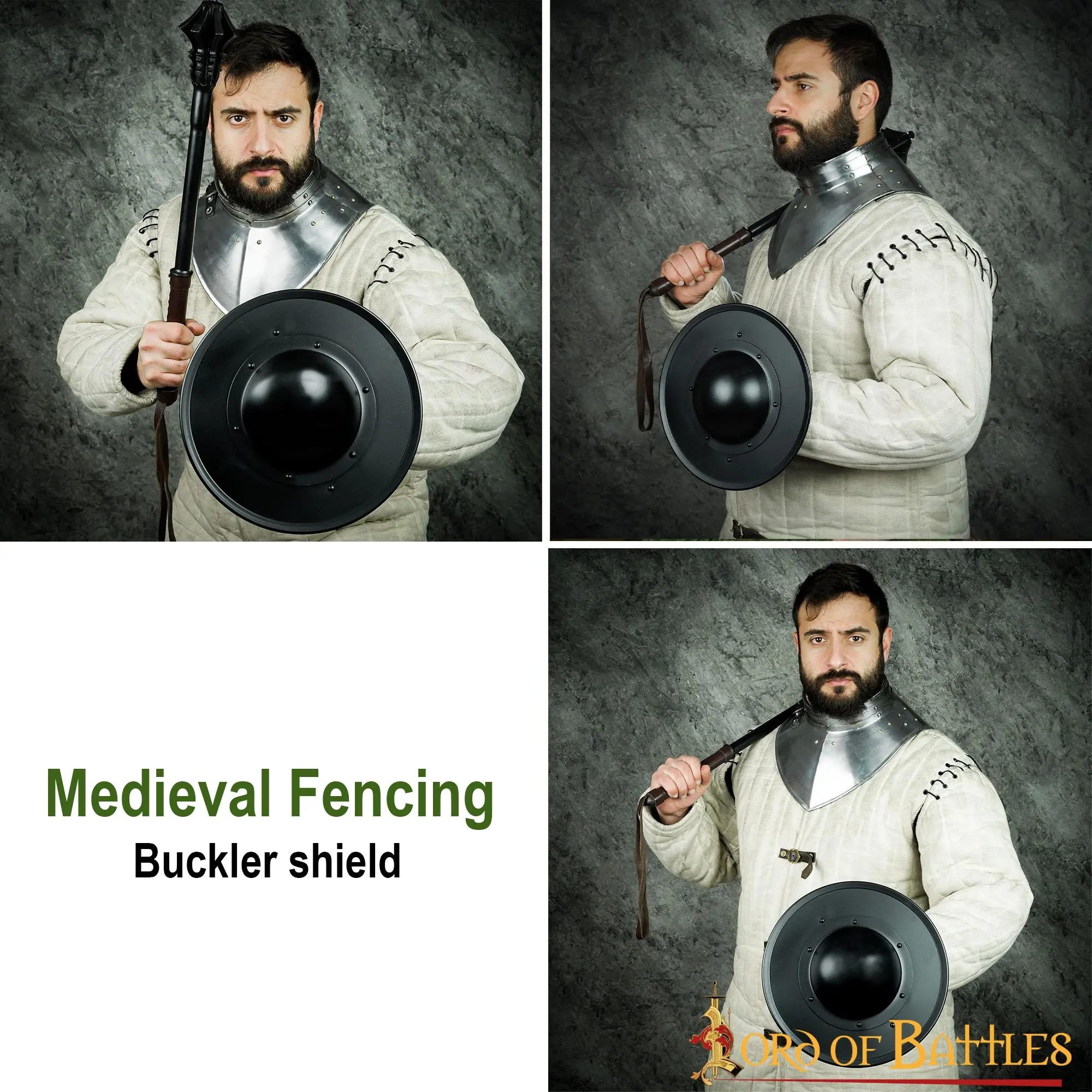 Medieval Fencing Blackened Buckler Functional Steel Shield - Image 5