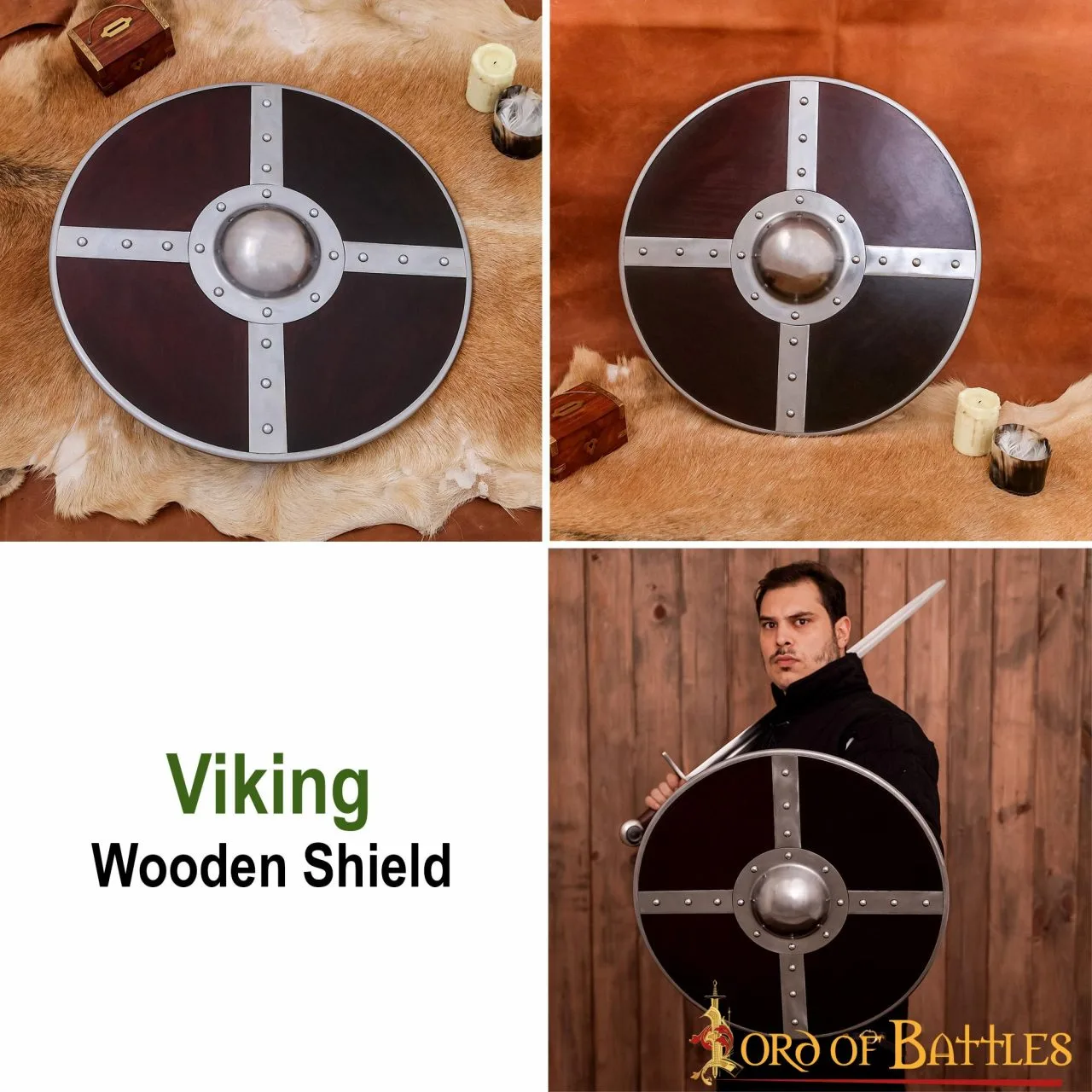 Viking Wooden Shield With Steel Umbo And Fittings - Image 5