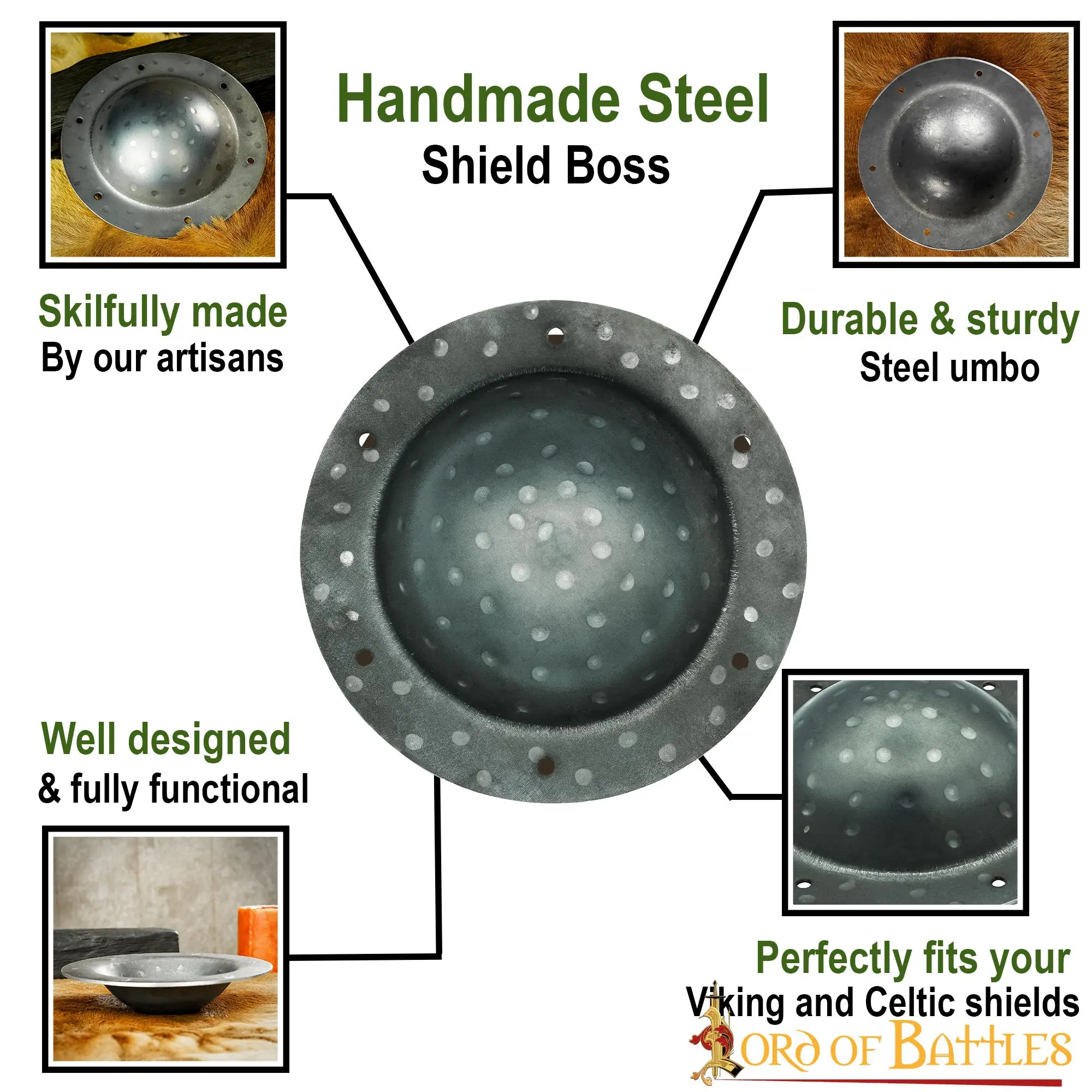 Rustic Functional Steel Umbo For Viking Or Celtic Shields - Image 4