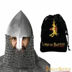 Olmutz Nasal 11th Century Helmet With Chainmail Camail 12 Gauge