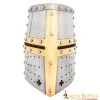 Crusader Knight Pot Helm Battle Ready With Brass Cross 16 Gauge