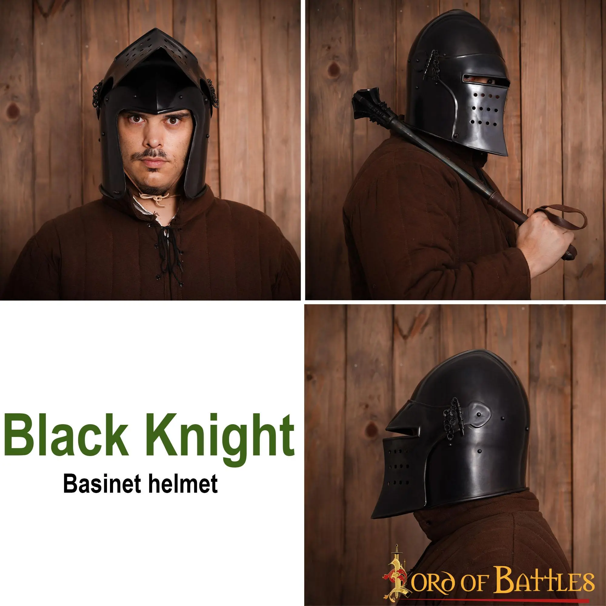 Black Knight Basinet Helmet With Detachable Visor And Leather Liner - Image 5