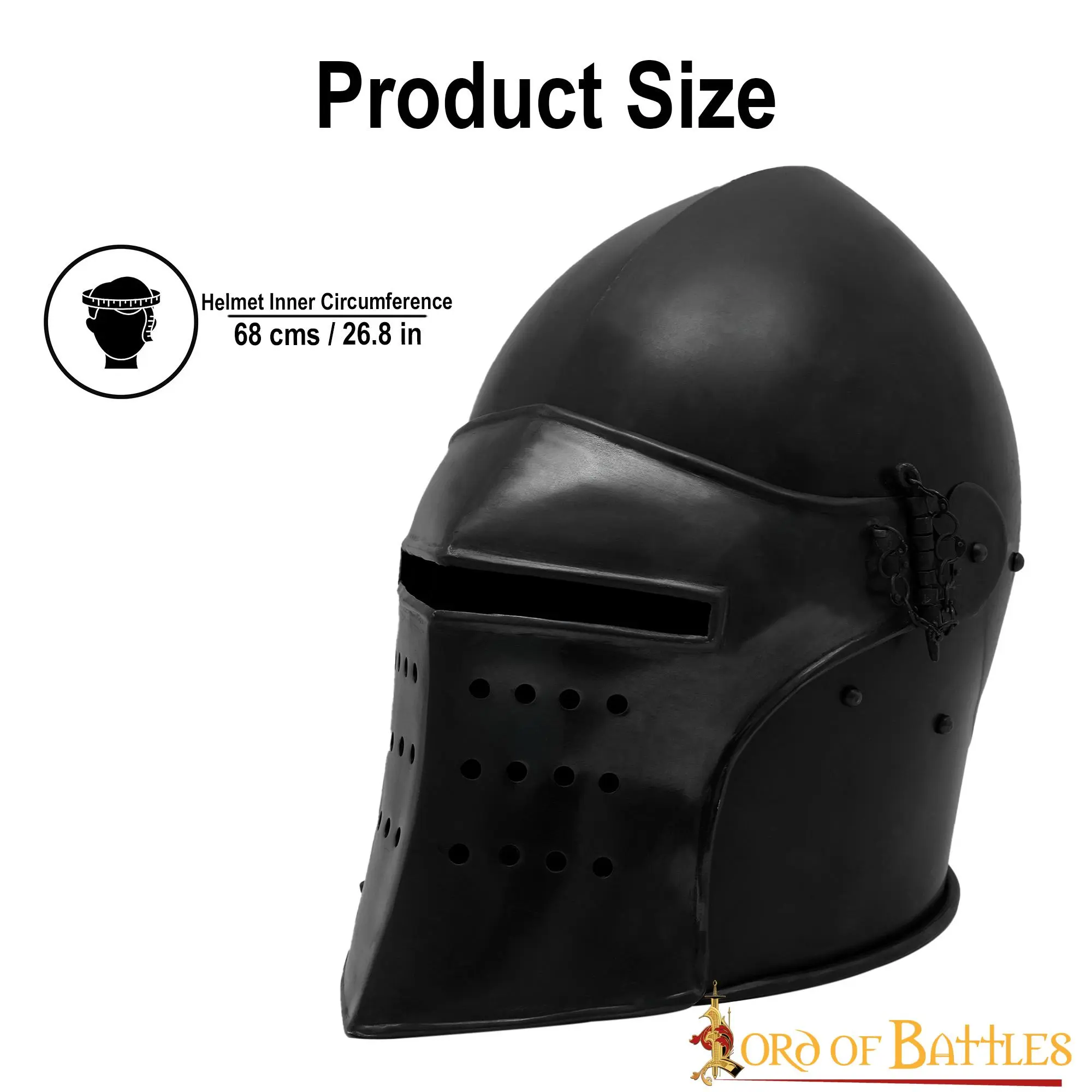 Black Knight Basinet Helmet With Detachable Visor And Leather Liner - Image 3