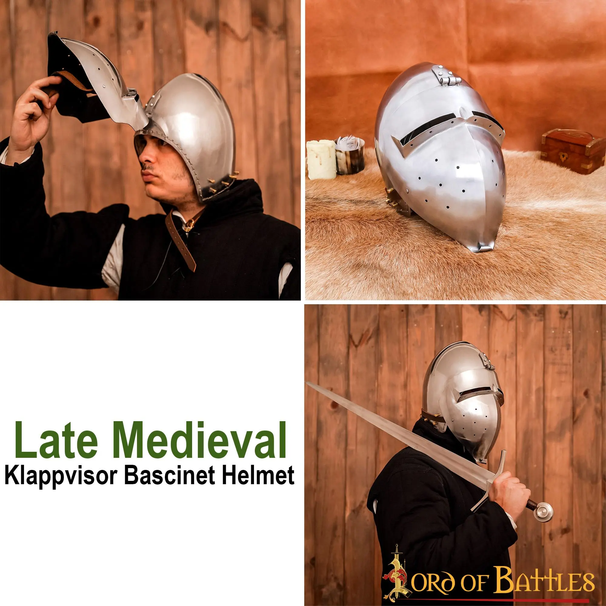 Medieval Klappvisor Bascinet Helmet With Padded Liner 16 Gauge - Image 5