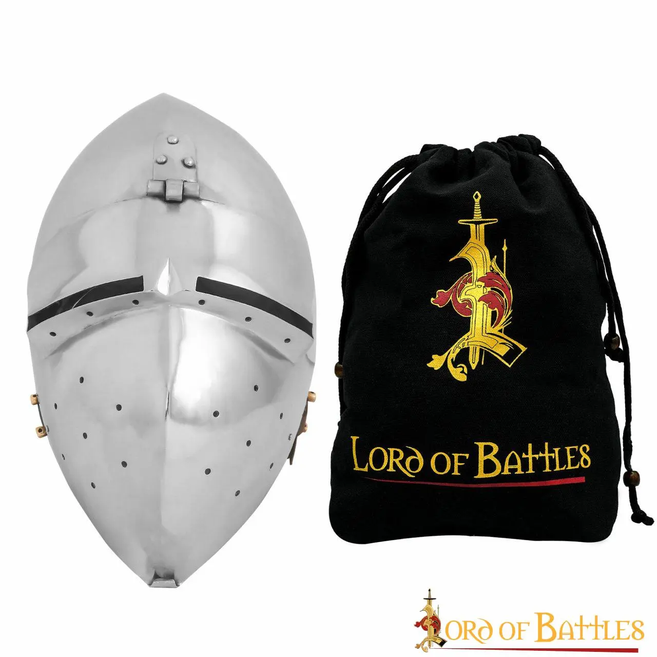 Medieval Klappvisor Bascinet Helmet With Padded Liner 16 Gauge