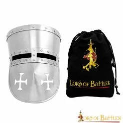 13th Century Crusader Knight Templar Steel Helmet With Padded Liner 16 Gauge