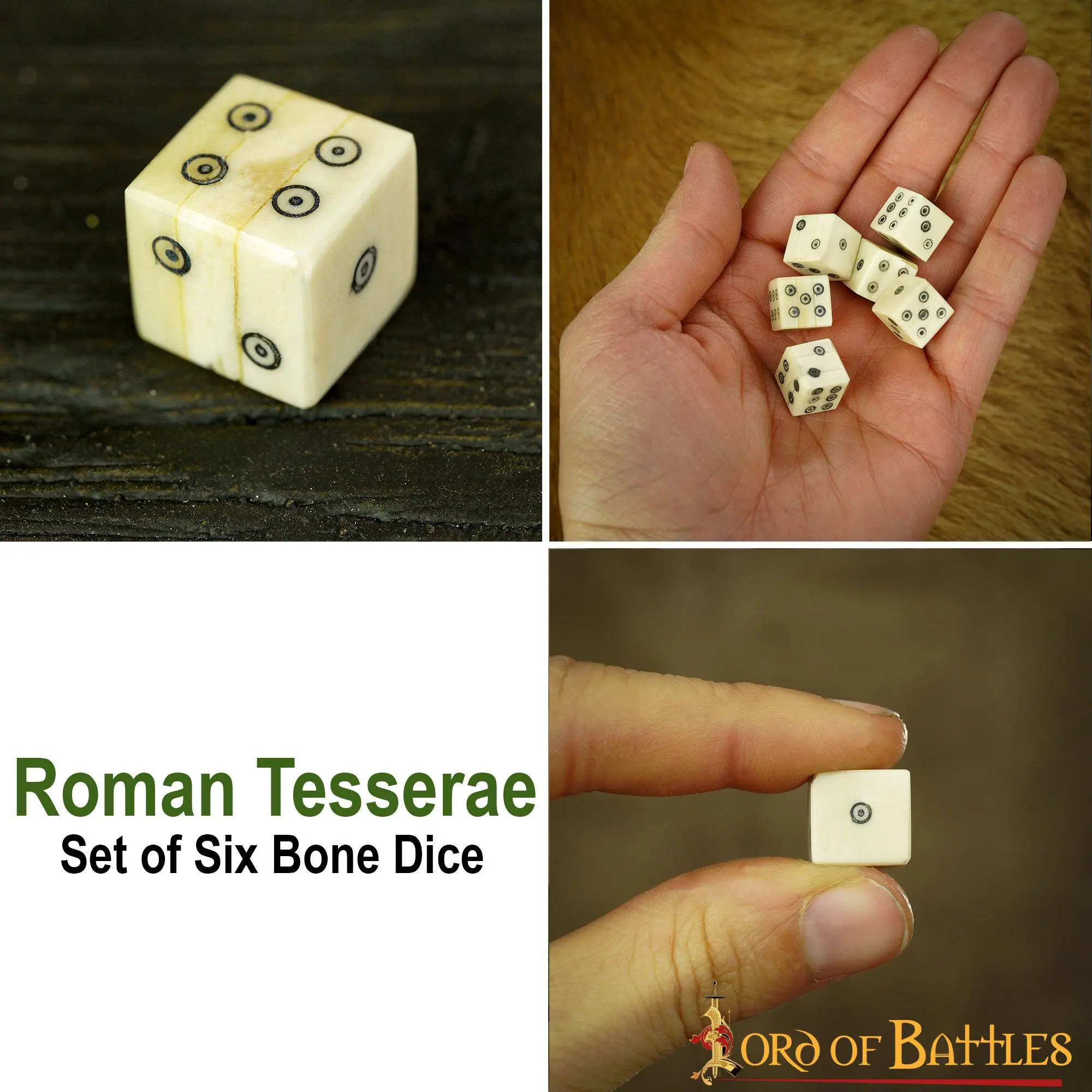 Bone Dice Set Of 6 With Inlaid Pips Handcrafted Genuine Bone Accessory - Image 5