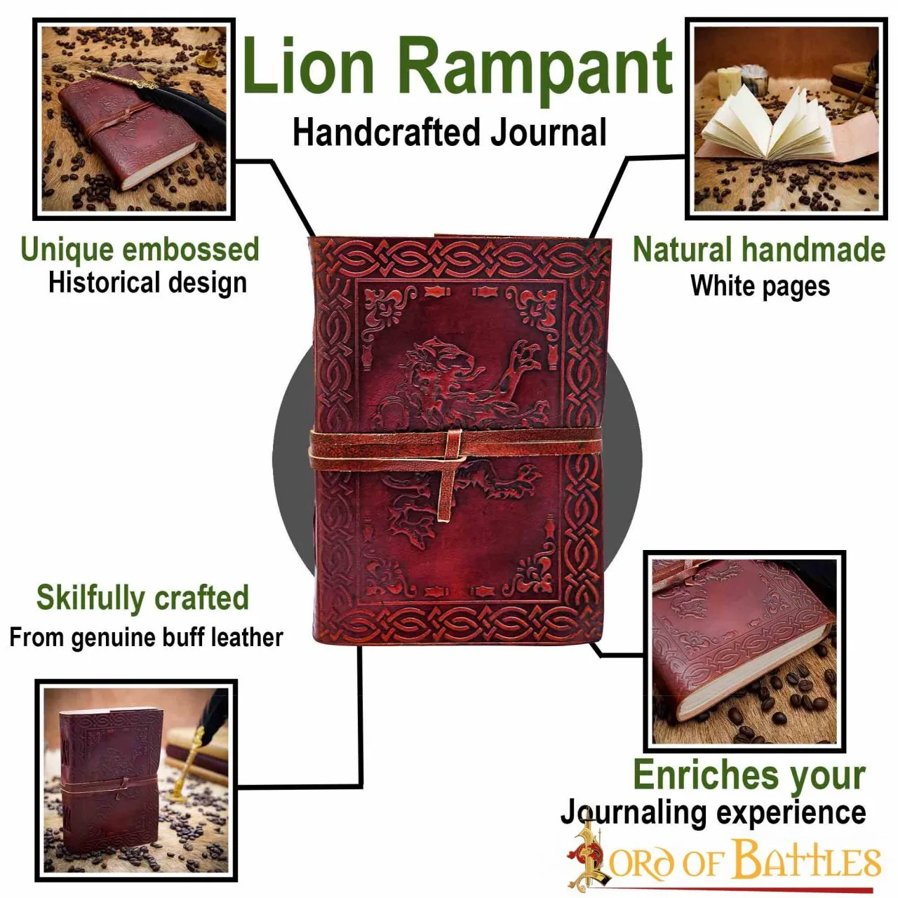Lion Rampant Heraldic Journal Handcrafted Genuine Leather Diary Notes - Image 4
