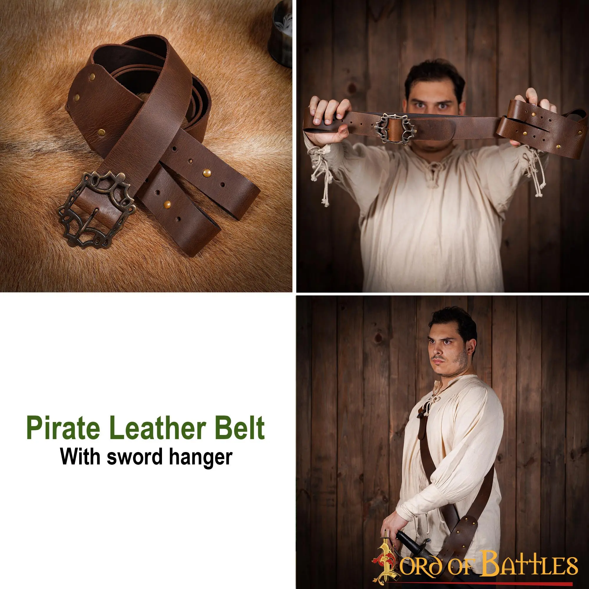 Pirate’s Leather Baldric Sword Hanging Belt For LARP And Cosplay - Image 6