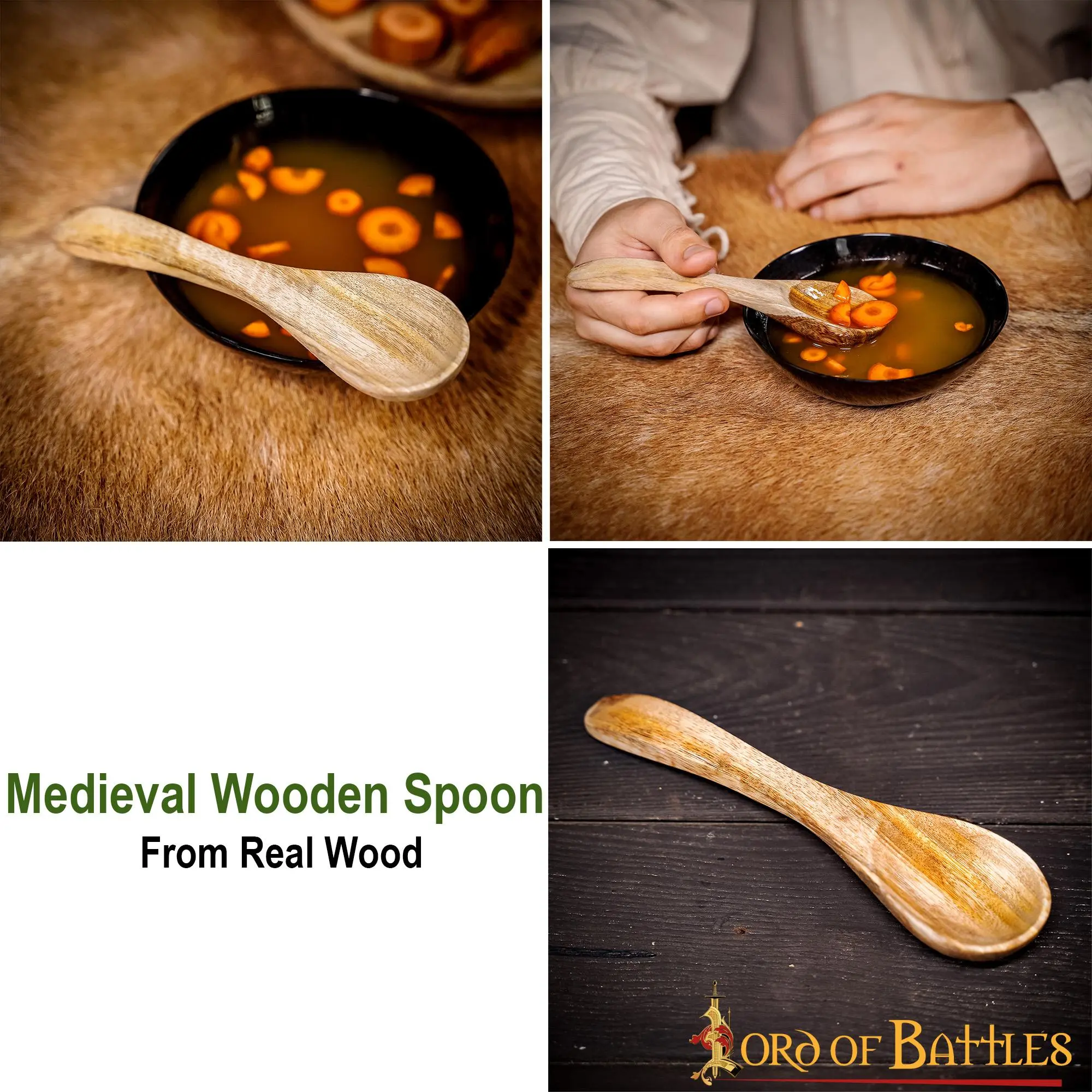 Medieval Functional Wooden Spoon Handmade From Genuine Wood - Image 5