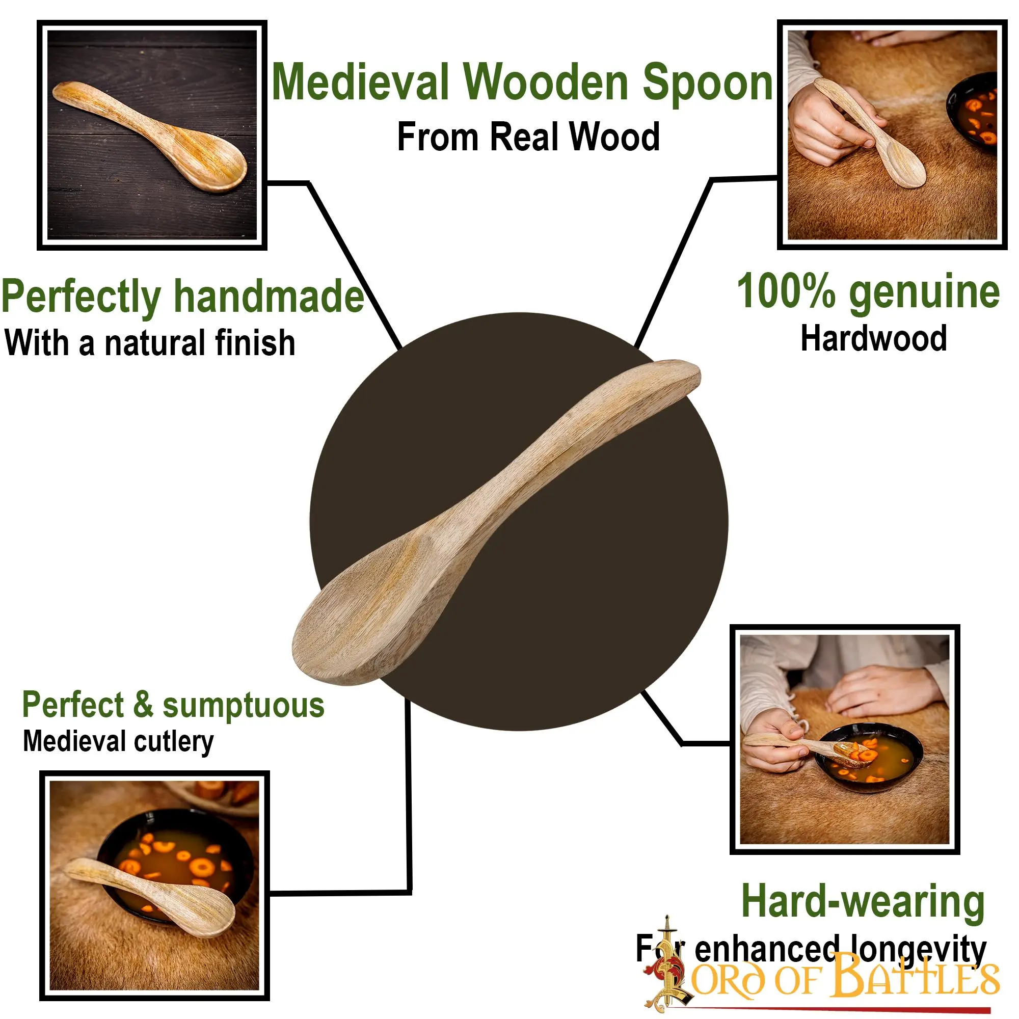 Medieval Functional Wooden Spoon Handmade From Genuine Wood - Image 4