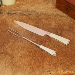 Medieval Cutlery Knife And Fork Stainless Steel With Bone Handle