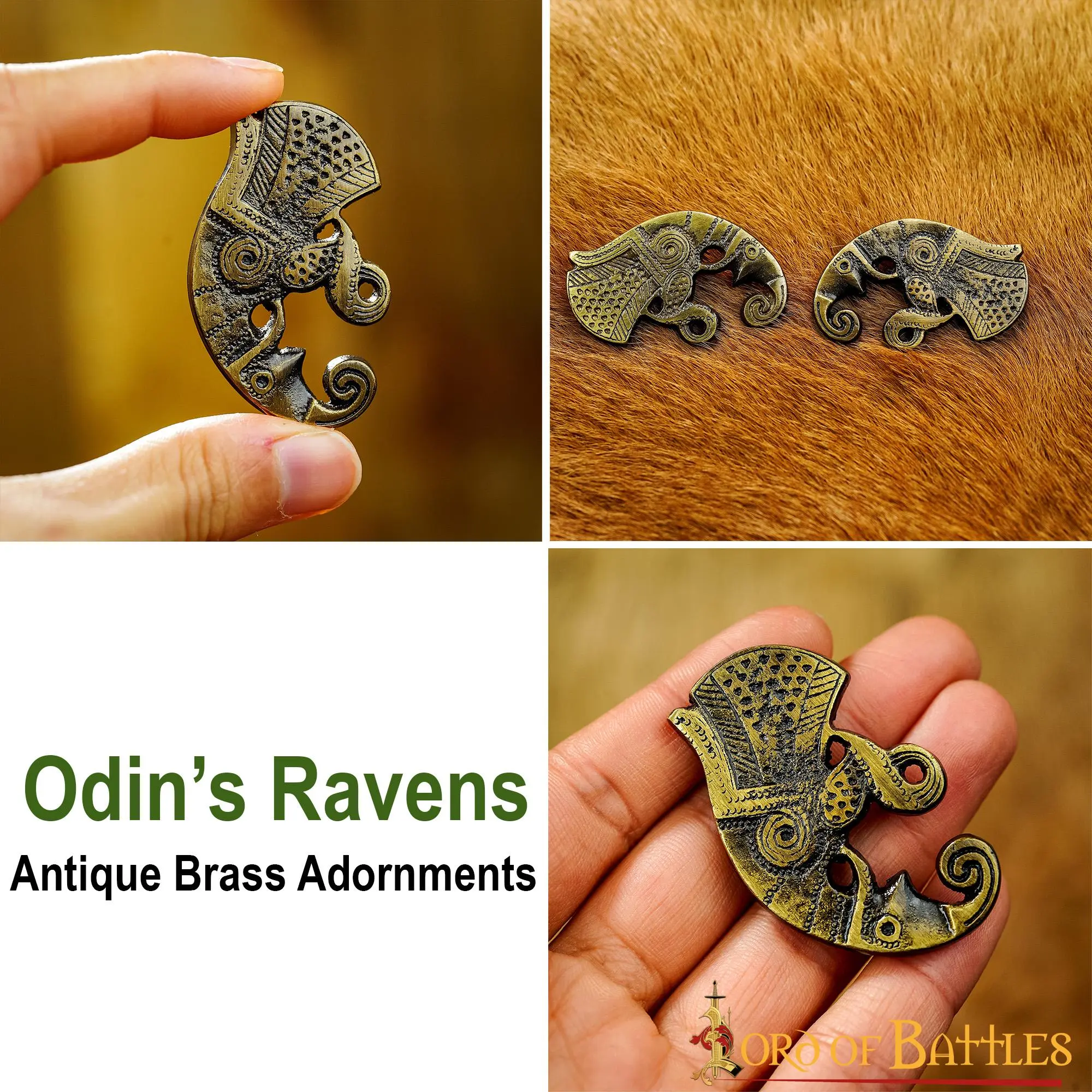 Antique Brass Ravens Paired Mounts Leather And Clothing Accessory - Image 4
