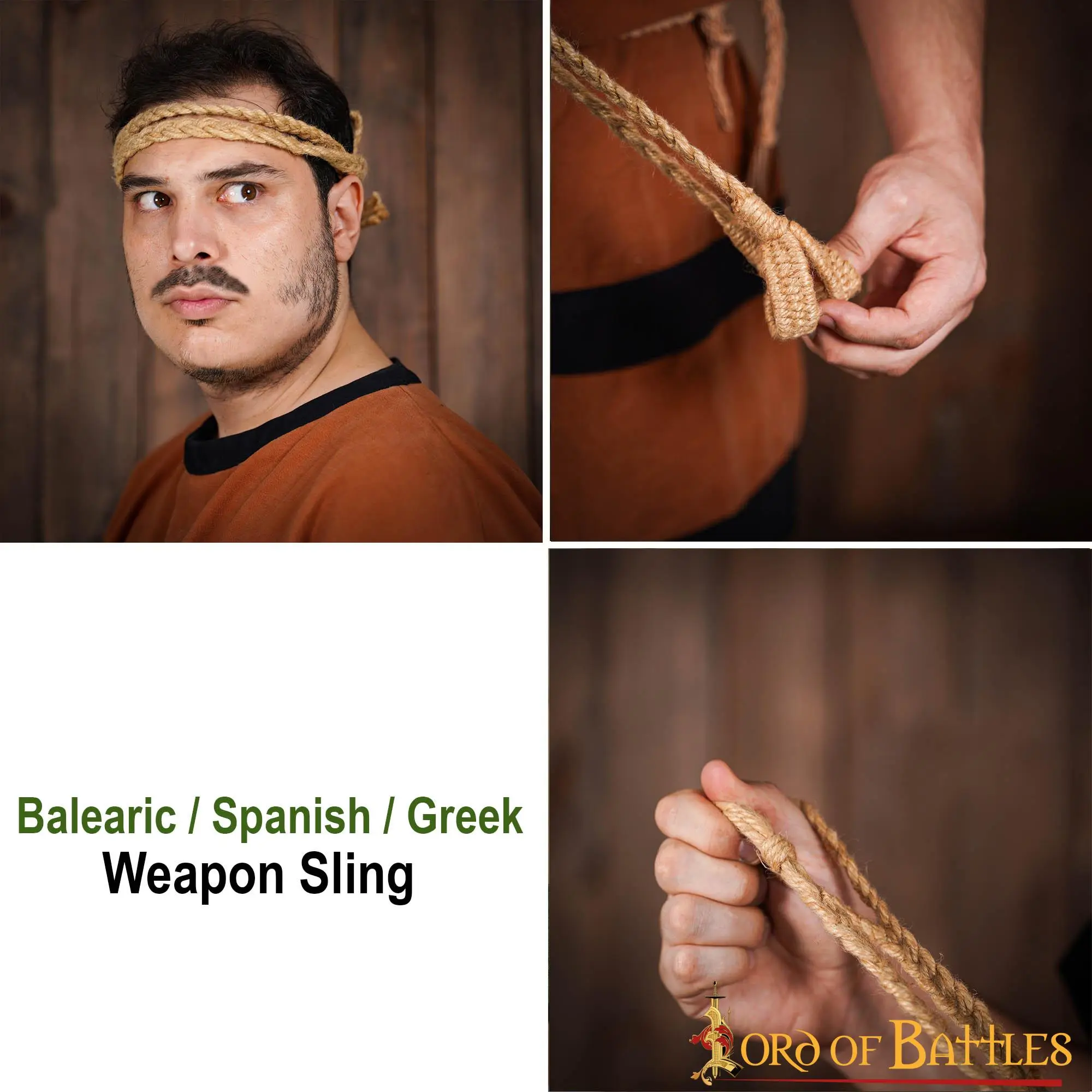 Historic Balearic Roman Greek Sling Handcrafted Braided Jute Cords - Image 6