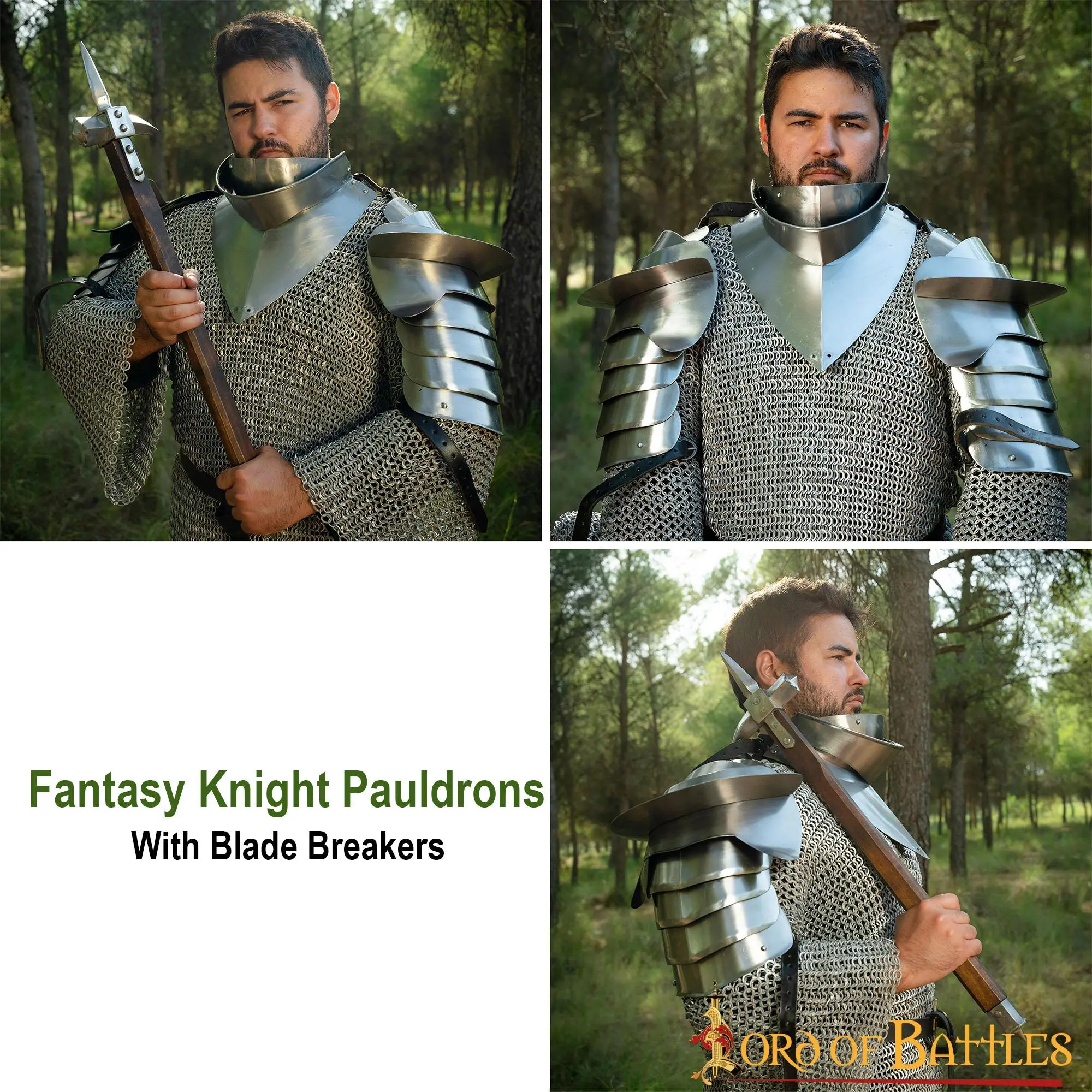 Fantasy Knight Pauldrons With Blade Breakers 18 Gauge - Image 6