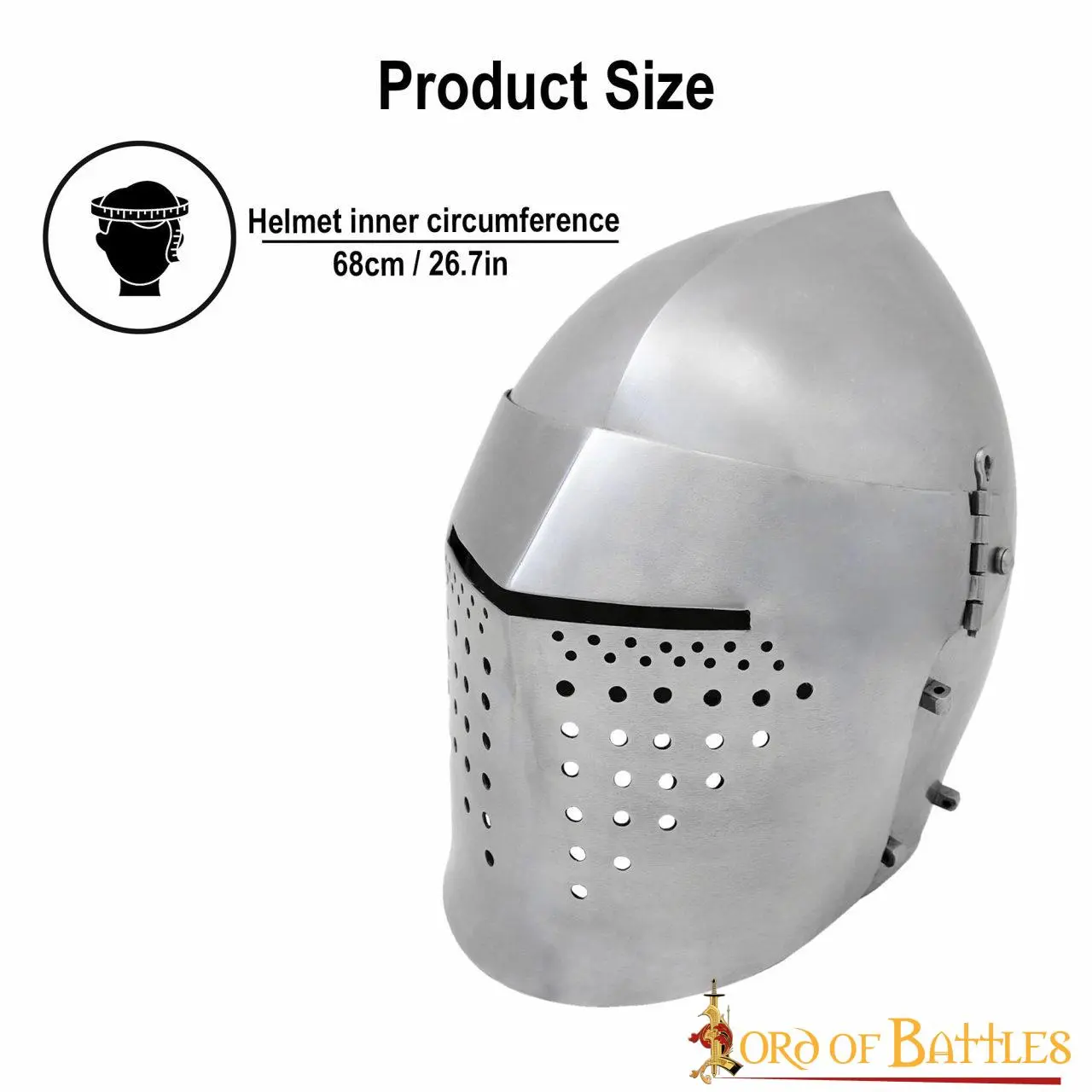 Late Medieval Full Visor Bascinet Helmet 14 Gauge - Image 4