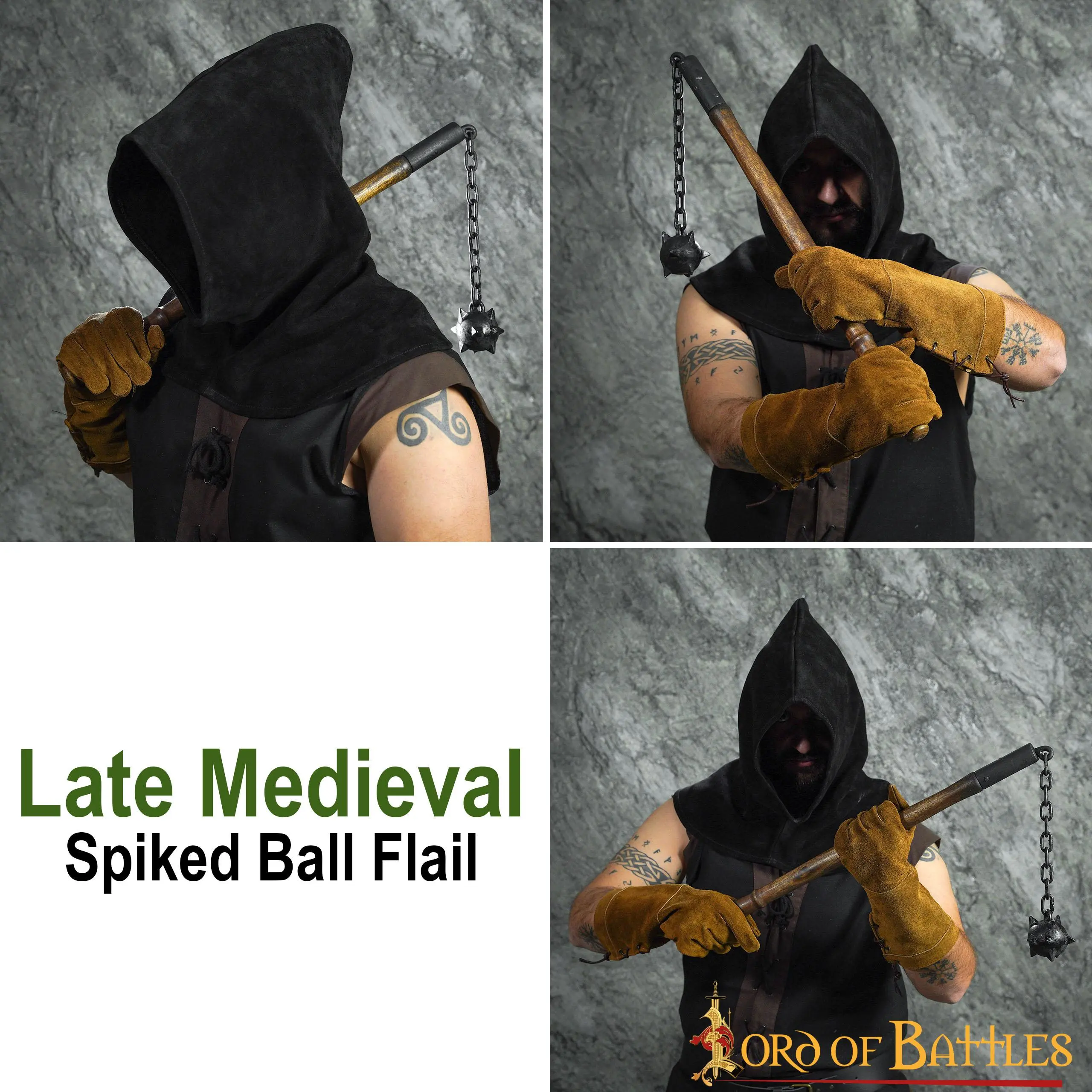 Late Medieval Spiked Ball Flail For Historical Reenactments - Image 5