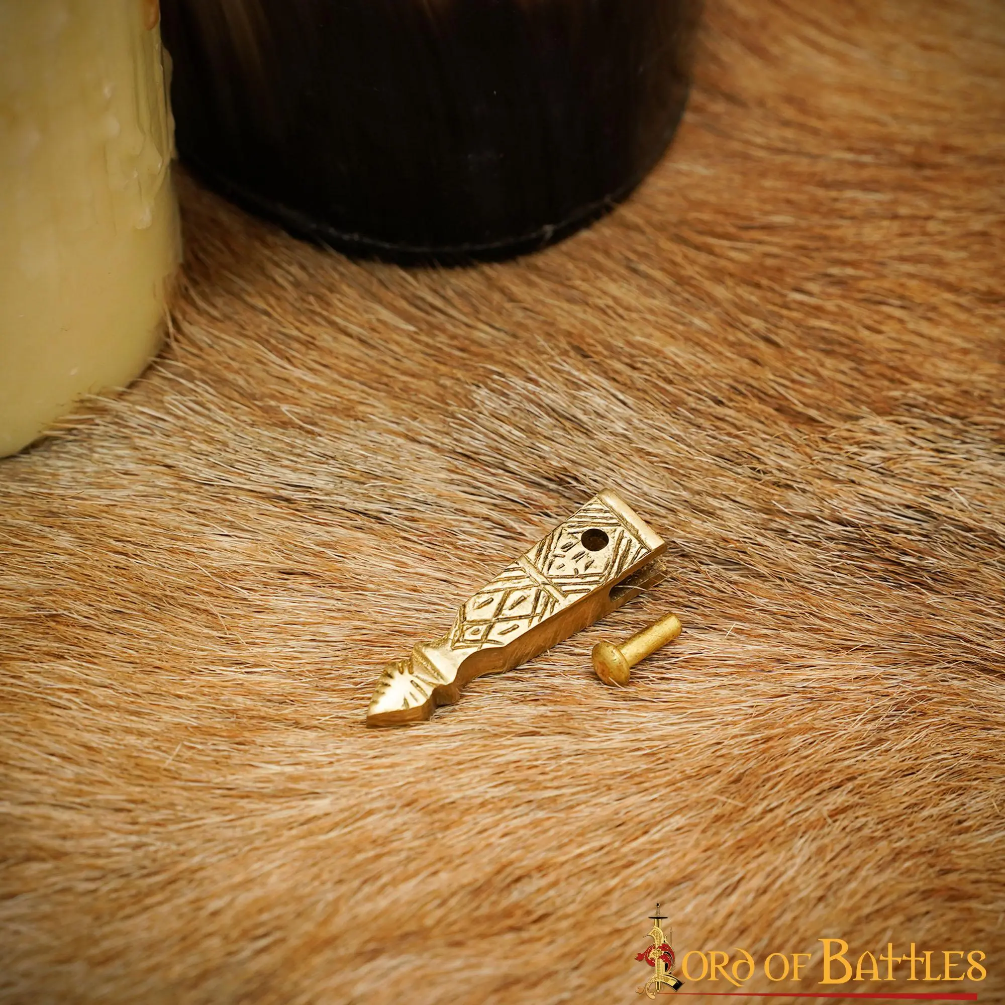 Medieval Small Belt End Pure Solid Brass Strap End - Image 4