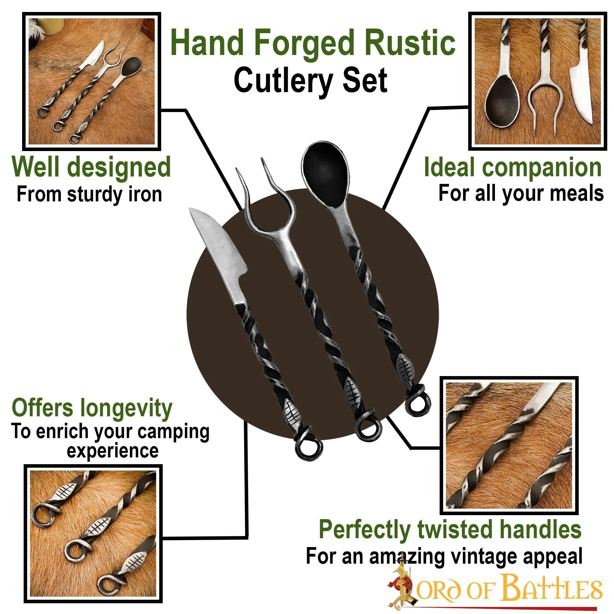 Hand Forged Rustic Cutlery Set - Image 4