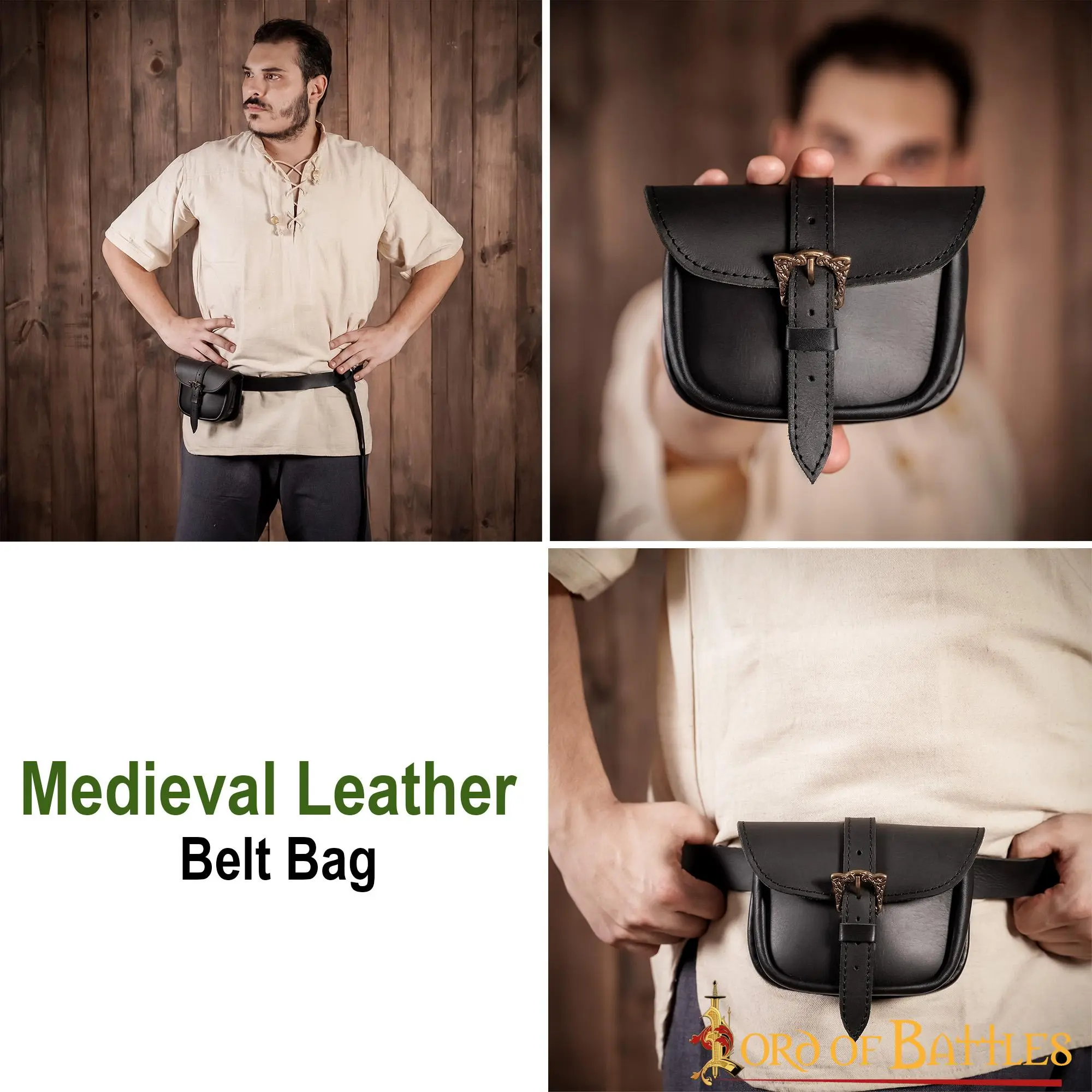 Handmade Leather Belt Bag With Antique Brass Celtic Buckle - Image 5