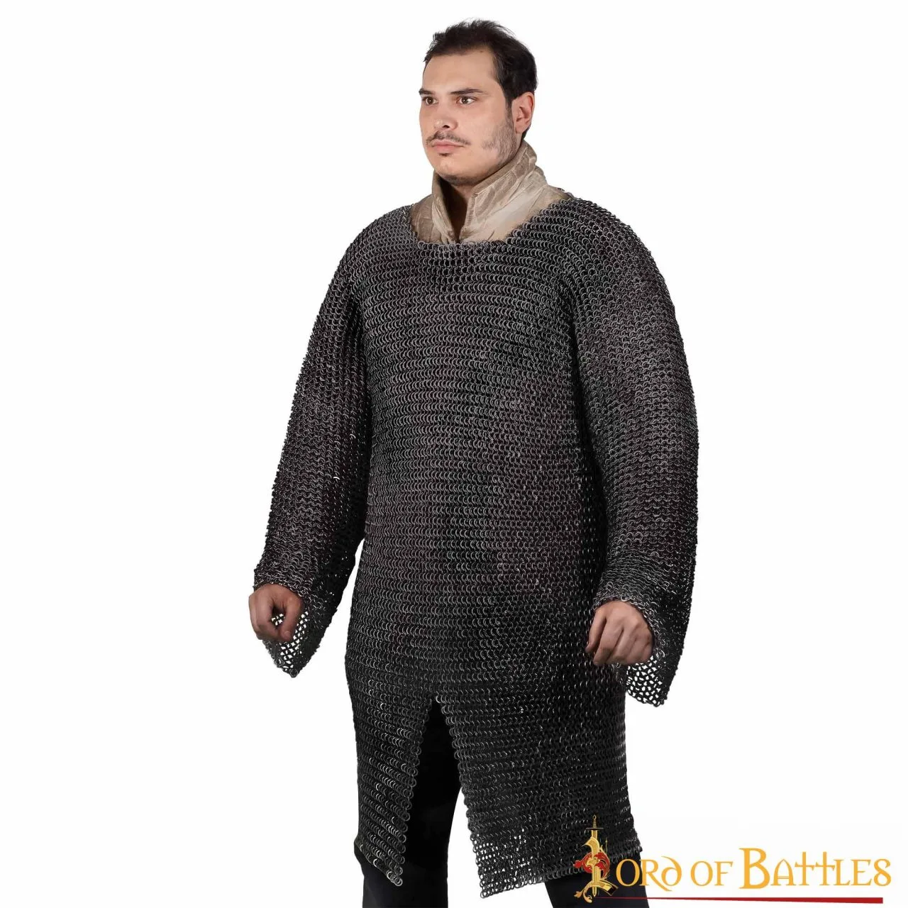 Chainmail Hauberk Blackened Steel Round Rings Dome Rivets Alternating Solid Flat Rings - Image 2