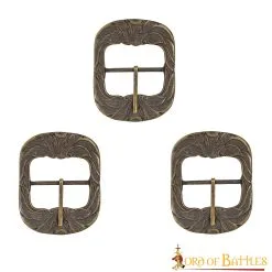 Ornate Belt Buckle Large Antique Brass Belt Accessory Set Of 3