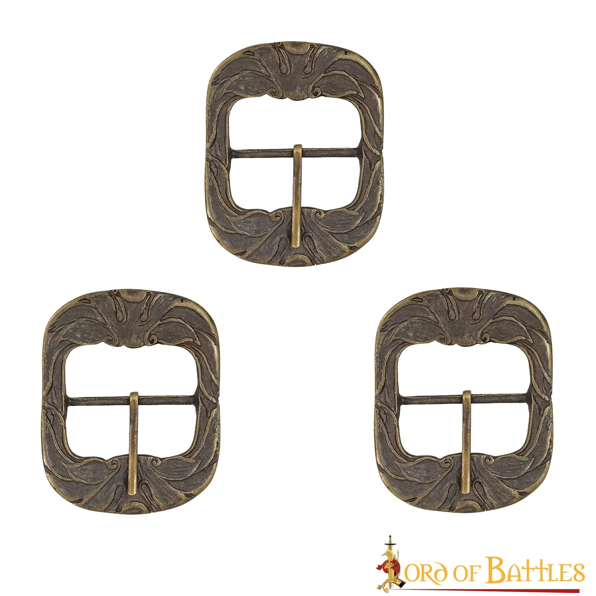 Ornate Belt Buckle Large Antique Brass Belt Accessory Set Of 3