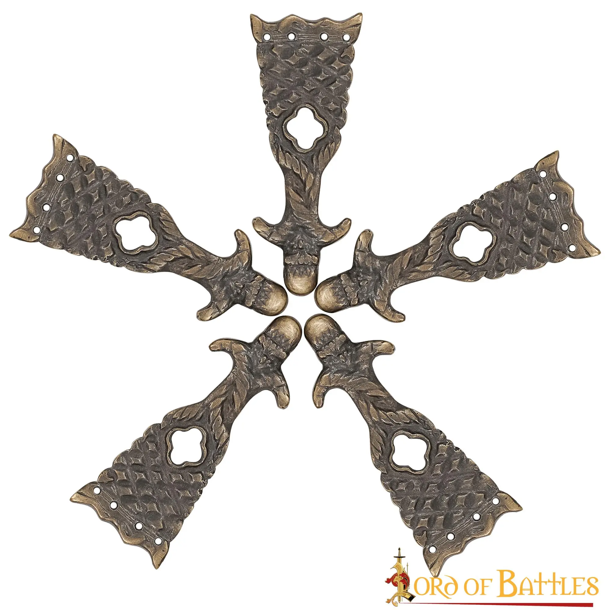 Renaissance Belt End Chape Antique Brass Leather Belt Accessory Set Of 5