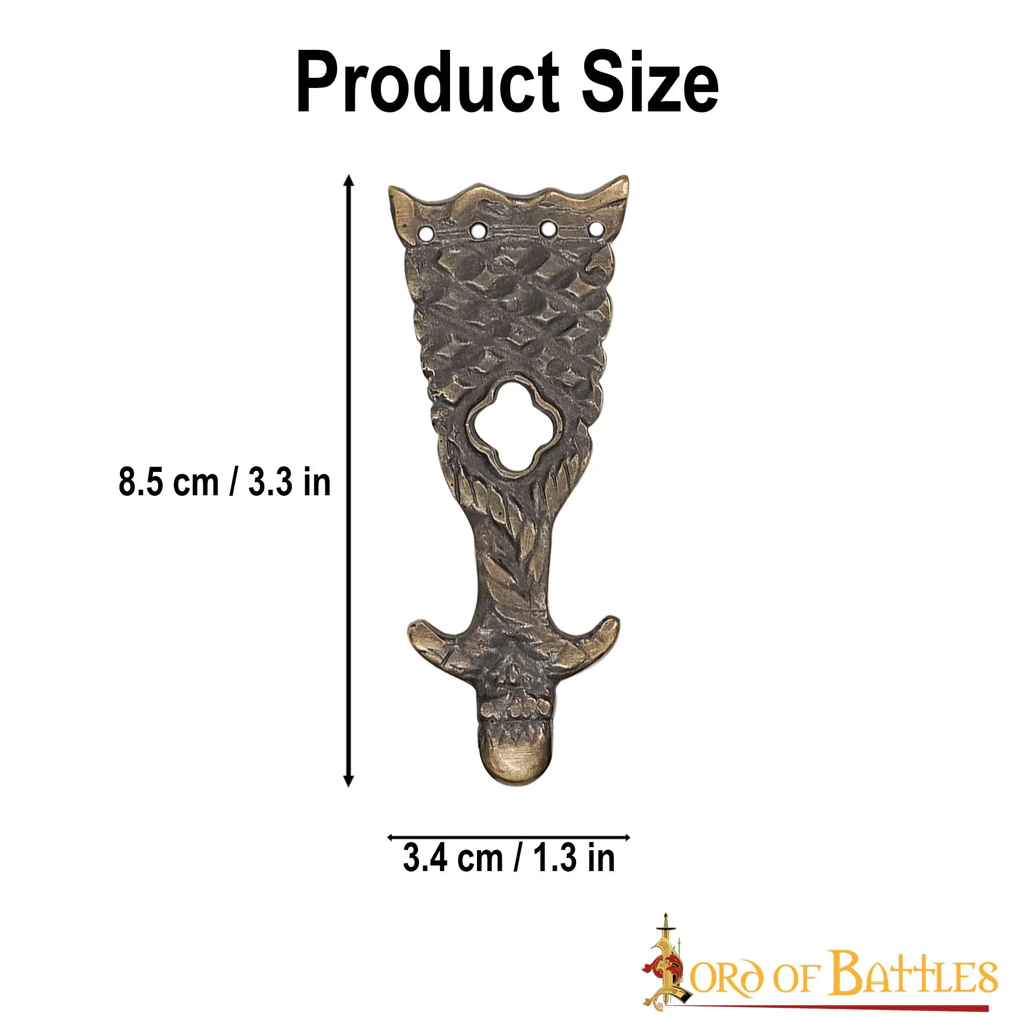 Renaissance Belt End Chape Antique Brass Leather Belt Accessory Set Of 5 - Image 3