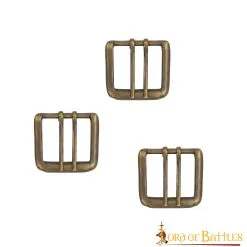 Antique Brass Double Needle Belt Buckles Set Of 3 Pieces Functional Accessory
