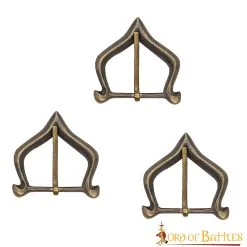 Late Medieval Antique Brass Belt Buckles Set Of 3 Functional Belt Accessory