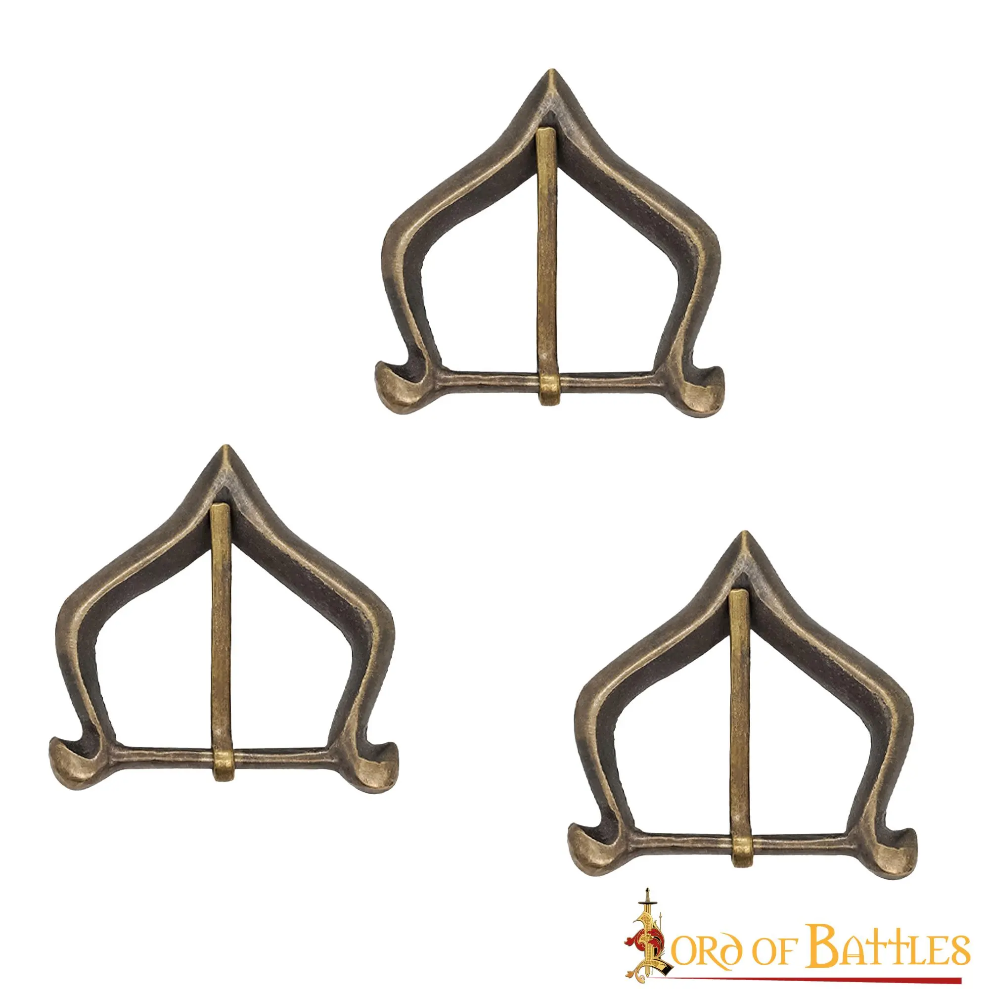 Late Medieval Antique Brass Belt Buckles Set Of 3 Functional Belt Accessory