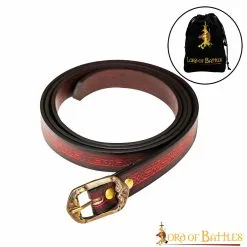 Medieval Leather Belt With Ornate Embossed Design
