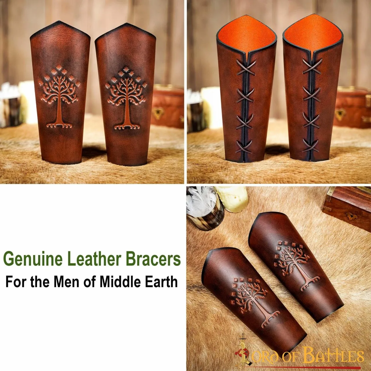 Genuine Leather Large Bracers For The Men Of Middle Earth - Image 6
