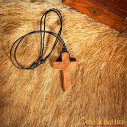 The Holy Cross Wooden Pendant With Genuine Leather Cord