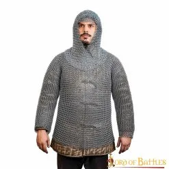 Medieval Coif And Full Sleeves Shirt, Butted, ID 10mm, Zinc Coated