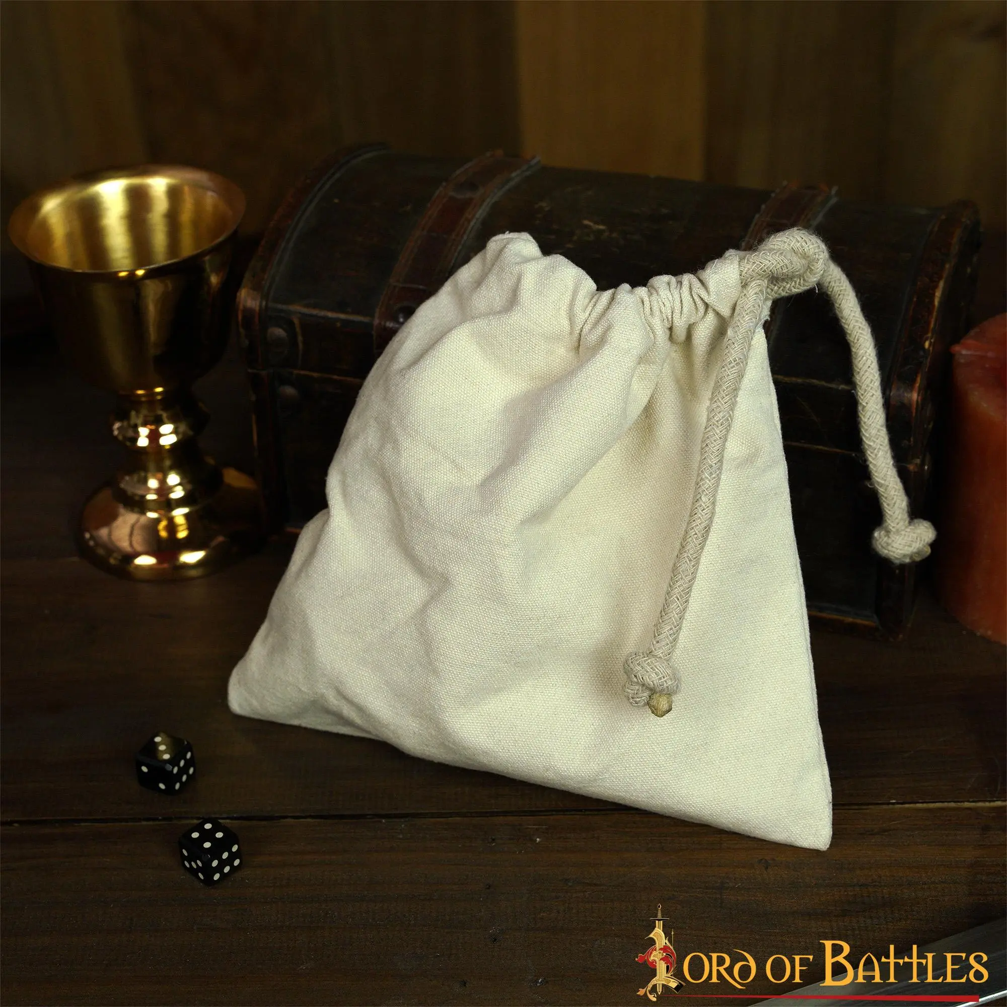 Medieval Drawstring Pouch Handmade From Canvas Cotton