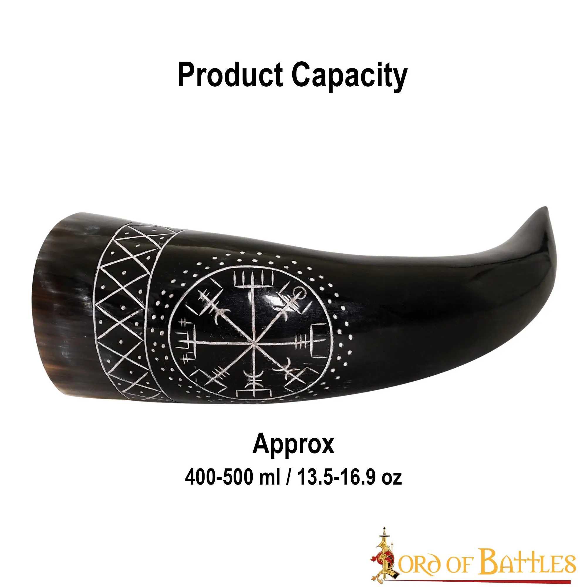 The Vegvisir Drinking Horn Engraved And Handcrafted From Genuine Ox Horn - Image 3